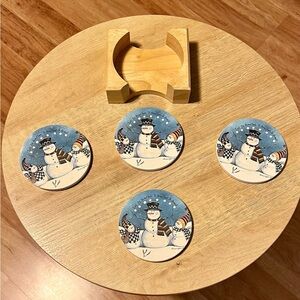 Snowman Coaster Set with Holder